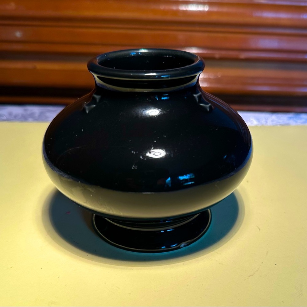 Vintage Wicks n Sticks Japan 1983 Stoneware Black Candle Holder